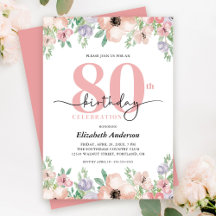 Elegant Pastel Floral 80. Geburtstagsparty
