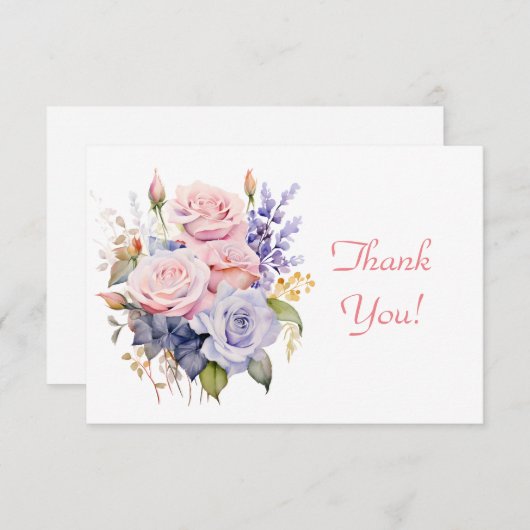 Elegant Pastel Floral Bouquet Vielen Dank Flat Mitteilungskarte (Vorne/Hinten)