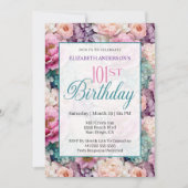 Elegant Pastel Floral Garden 101st Birthday Einladung (Vorderseite)
