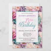 Elegant Pastel Floral Garden 25th Birthday Einladung (Vorderseite)