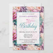 Elegant Pastel Floral Garden 70th Birthday Einladung (Vorderseite)