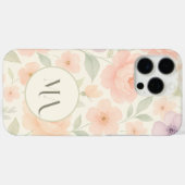 Elegant Pastel Floral Monogram iPhone Case (Rückseite (Horizontal))