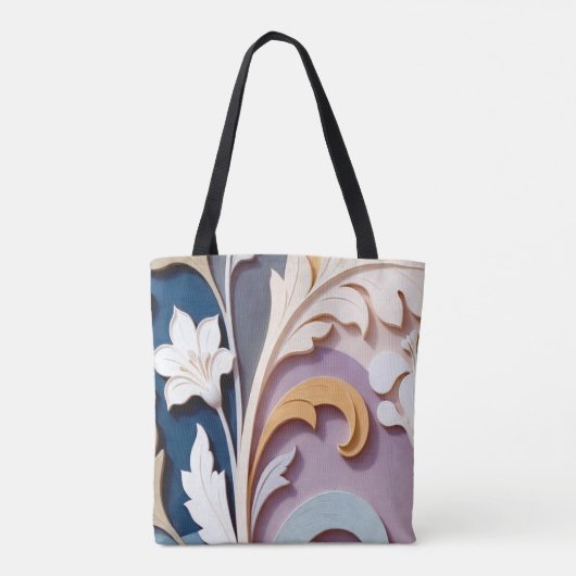Elegant Pastel Floral Relief Pattern Tasche (Rückseite)