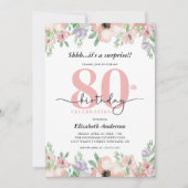 Elegant Pastel Floral Surprise 80th Birthday Party Einladung (Vorderseite)