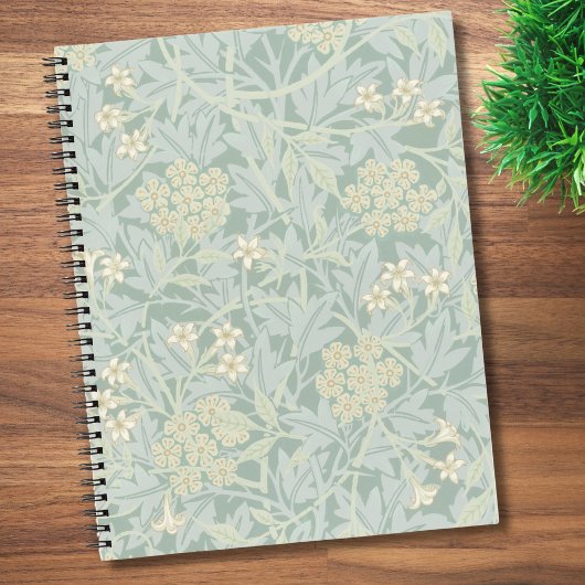 Elegant Pastel Green Jasmine Floral Pattern Notizblock