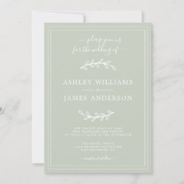 Elegant Pastel Green Wedding Einladung