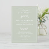 Elegant Pastel Green Wedding Einladung (Stehend Vorderseite)