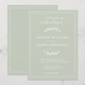 Elegant Pastel Green Wedding Einladung (Vorne/Hinten)