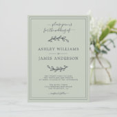 Elegant Pastel Green Wedding Einladung (Stehend Vorderseite)