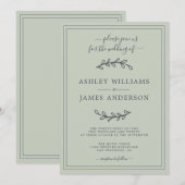 Elegant Pastel Green Wedding Einladung (Vorne/Hinten)