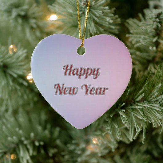Elegant Pastel Heart Happy New Year Ceramic Keramik Ornament (Baum)