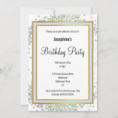 ELEGANT PASTEL HOLOGRAPHIC BLUE GOLD GEBURTSTAG EINLADUNG (Vorderseite)