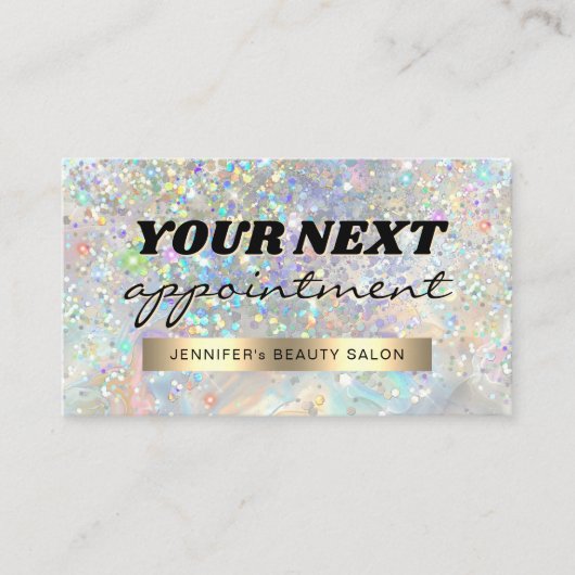 Elegant Pastel Holographic Glitter Marble Terminkarte (Vorderseite)