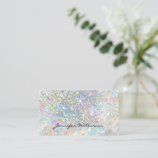 Elegant Pastel Holographic Glitter Marble Visitenkarte (Stehend Vorderseite)