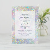 Elegant Pastel Holographic Glitzer Glam Einladung (Stehend Vorderseite)