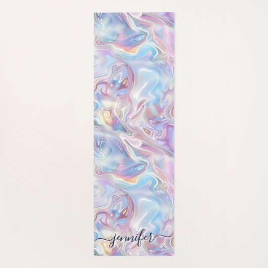 Elegant Pastel Holographic Marble Swirls Girly Yogamatte (Rückseite)