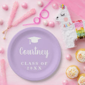 Elegant Pastel Lila Skriptname Graduation Cap Pappteller (Party)