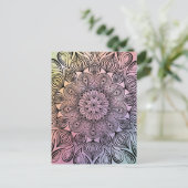 Elegant Pastel Mandala Trippy Psychedelic Hippie Postkarte (Stehend Vorderseite)