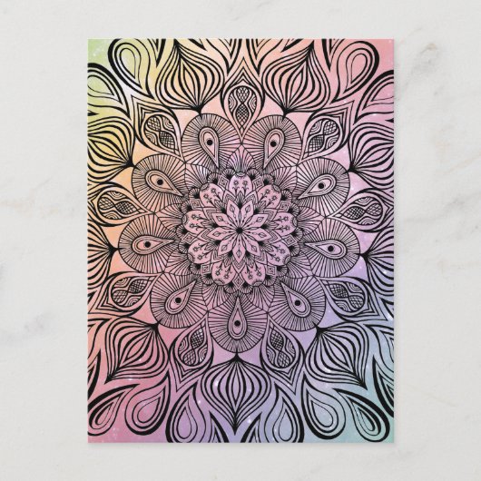 Elegant Pastel Mandala Trippy Psychedelic Hippie Postkarte (Vorderseite)