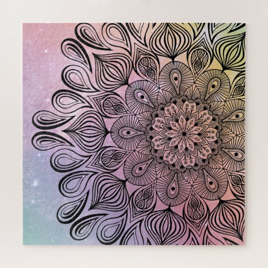 Elegant Pastel Mandala Trippy Psychedelic Hippie Puzzle (Horizontal)