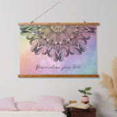 Elegant Pastel Mandala Trippy Psychedelic Hippie Wandteppich Mit Holzrahmen (Schlafzimmer)
