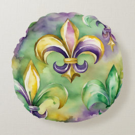 Elegant Pastel Mardi Gras Rundes Kissen