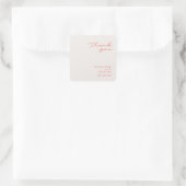 Elegant Pastel Minimal Danke Wedding Square Quadratischer Aufkleber (Tasche)