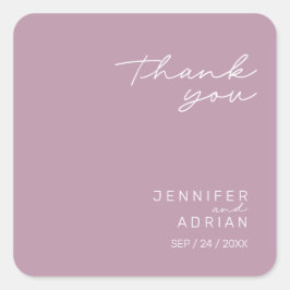 Elegant Pastel Minimal Danke Wedding Square S Quadratischer Aufkleber