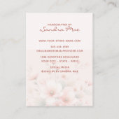 Elegant Pastel Peach Pink Floral Display Card Visitenkarte (Rückseite)