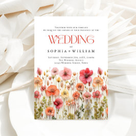 Elegant Pastel Pink Boho Wild Blume Hochzeit Einladung