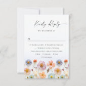 Elegant Pastel Pink Boho Wild Blume Hochzeit RSVP Karte (Vorderseite)