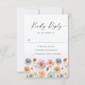 Elegant Pastel Pink Boho Wild Blume Hochzeit RSVP Karte (Vorderseite)