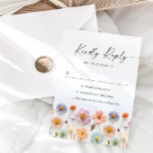 Elegant Pastel Pink Boho Wild Blume Hochzeit RSVP Karte