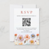 Elegant Pastel Pink Boho Wild Blume Hochzeit RSVP Karte (Vorderseite)
