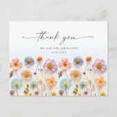 Elegant Pastel Pink Boho Wildblume Vielen Dank Postkarte (Vorderseite)