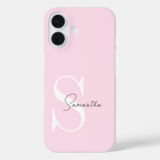 Elegant Pastel Pink Monogram iPhone Case (Rückseite)