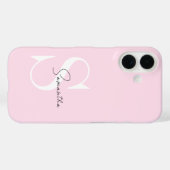 Elegant Pastel Pink Monogram iPhone Case (Rückseite (Horizontal))