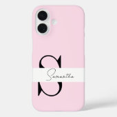 Elegant Pastel Pink Monogram iPhone Case (Rückseite)