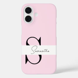 Elegant Pastel Pink Monogram iPhone Case