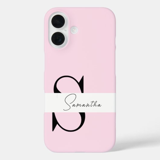 Elegant Pastel Pink Monogram iPhone Case (Rückseite)