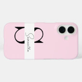Elegant Pastel Pink Monogram iPhone Case (Rückseite (Horizontal))