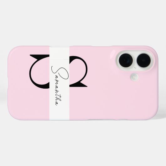 Elegant Pastel Pink Monogram iPhone Case (Rückseite (Horizontal))