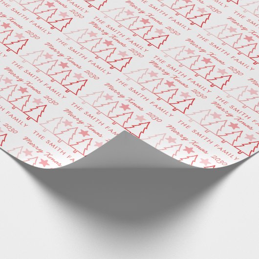 Elegant Pastel Pink Pine Trees Merry Xmas Geschenkpapier (Ecke)