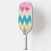 Elegant Pastel Pink Zig-zag Custom Gift Best Mom Pickleball Schläger (Links)