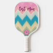 Elegant Pastel Pink Zig-zag Custom Gift Best Mom Pickleball Schläger (Vorderseite)
