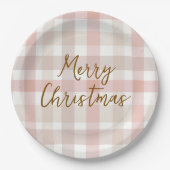 Elegant Pastel Plaid Merry Christmas Paper Plates Pappteller (Vorderseite)