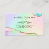 Elegant Pastel Rainbow Marble Agate Geode Visitenkarte (Rückseite)