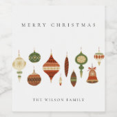 ELEGANT PASTEL RED GREEN STAR CHIRSTMAS ORNAMENS WEINETIKETT (Einzelnes Label)