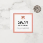 Elegant Pastel Ribbon Shop Nächster Kauf Coupon Mitteilungskarte (Vorderseite/Rückseite Beispiel)
