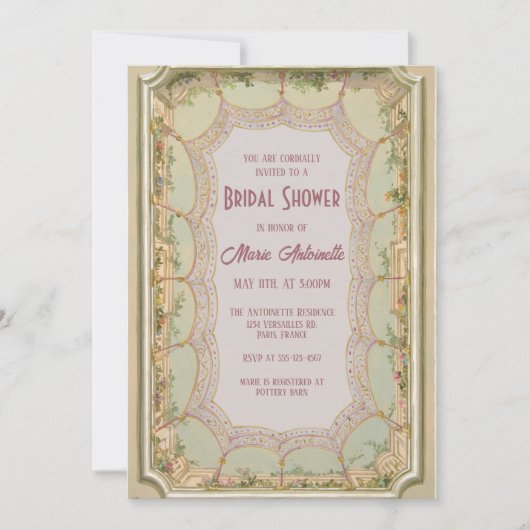 Elegant Pastel Rokoko Brautparty Einladung (Vorderseite)